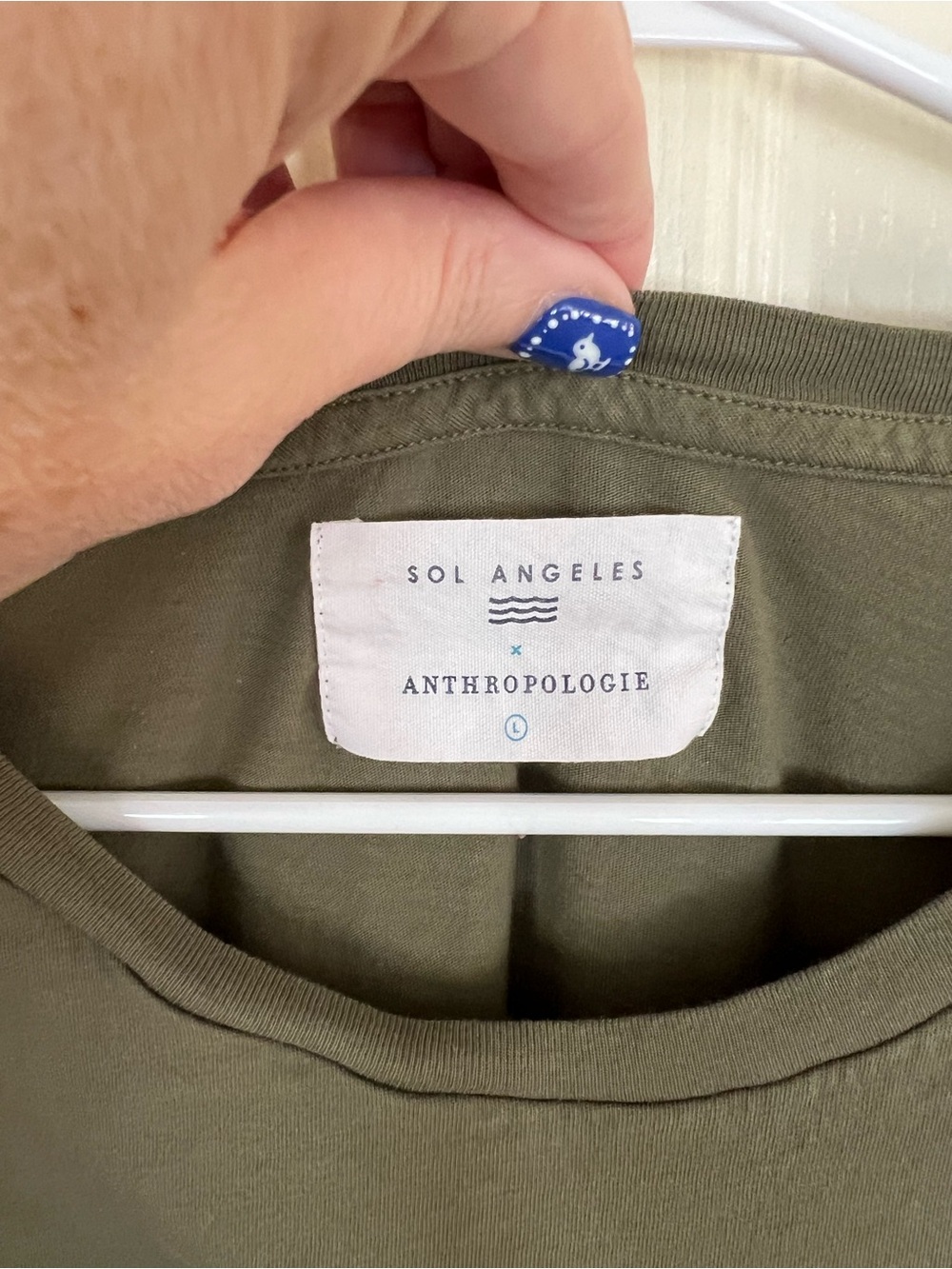 Anthropologie Sol Angeles Eagle Graphic Tee Olive Green Cotton Rolled Sleeve L - Picture 2 of 9